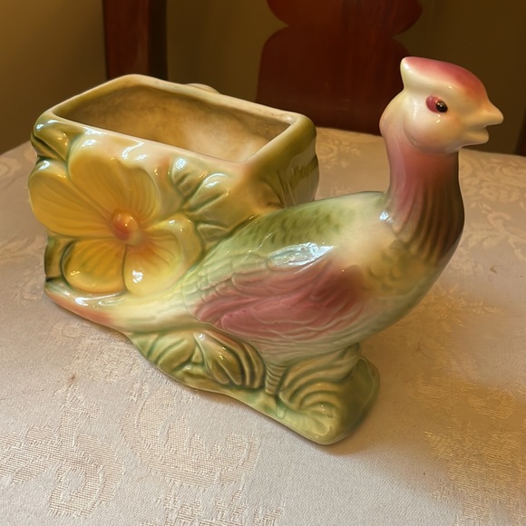 Vintage Hull Pottery USA 1961 pheasant planter with yellow flowers, EUC - Picture 4 of 12